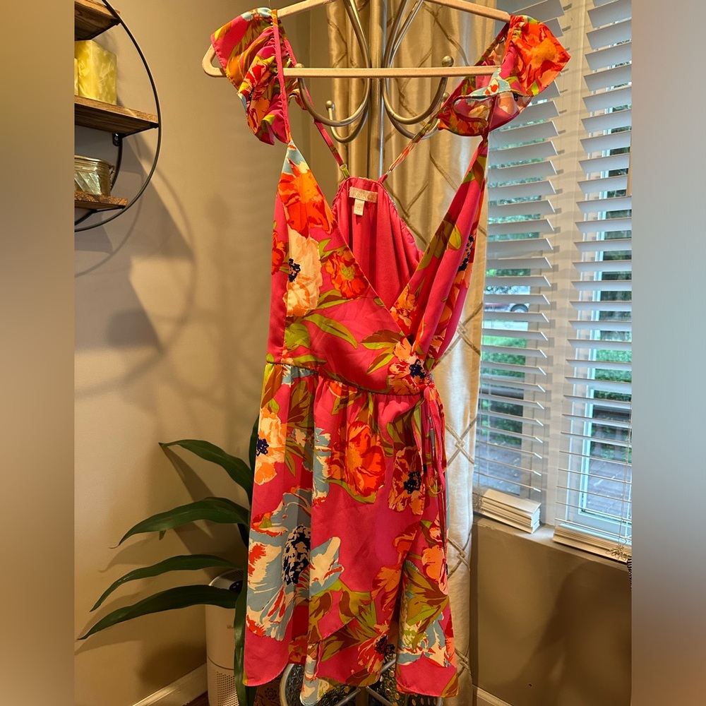 Gianni Bini Pink Floral Wrap Dress